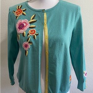 Vintage Cardigan with Crewel Designs Pinup rockabilly retro